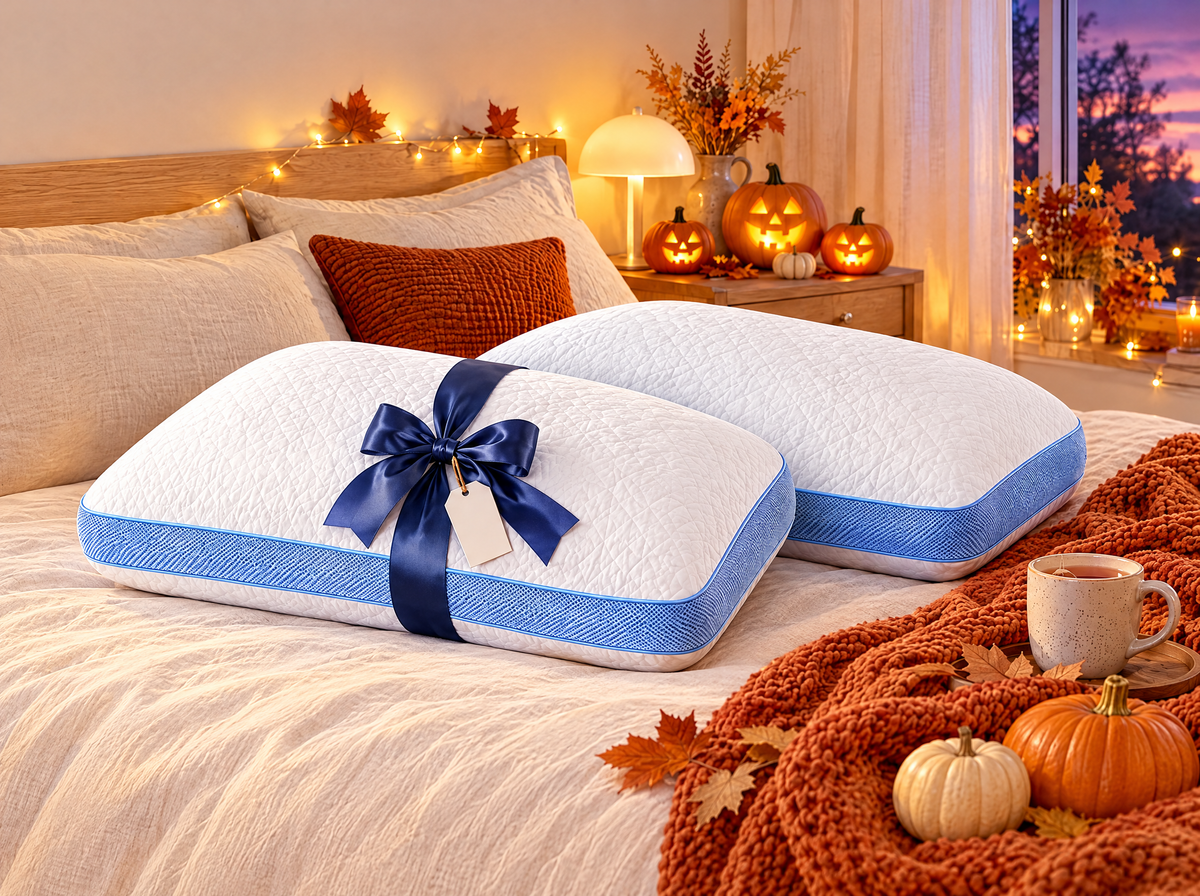 Wolkenkissen Air+ mit Geschenkschleife und Halloween-Kürbissen