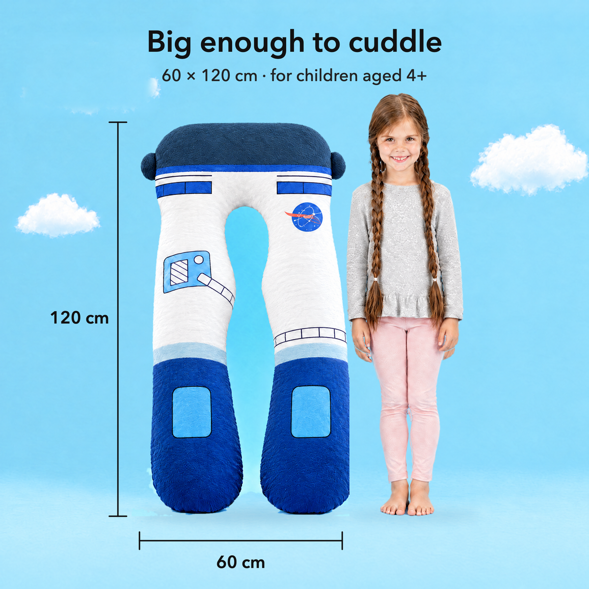 Astronaut – Size 60 × 120 cm compared with a child