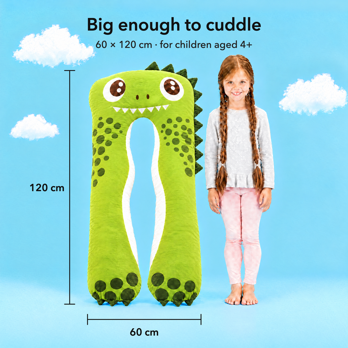 Dino – Size 60 × 120 cm compared with a child